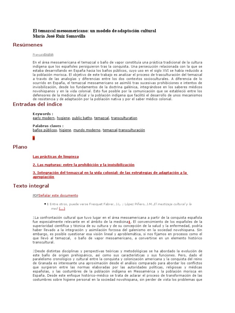 Evolución del Temazcal en España y Mesoamérica | PDF | Nueva españa ...