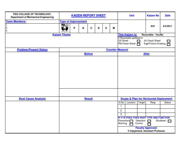 Kaizen Report Sheet Overview | PDF