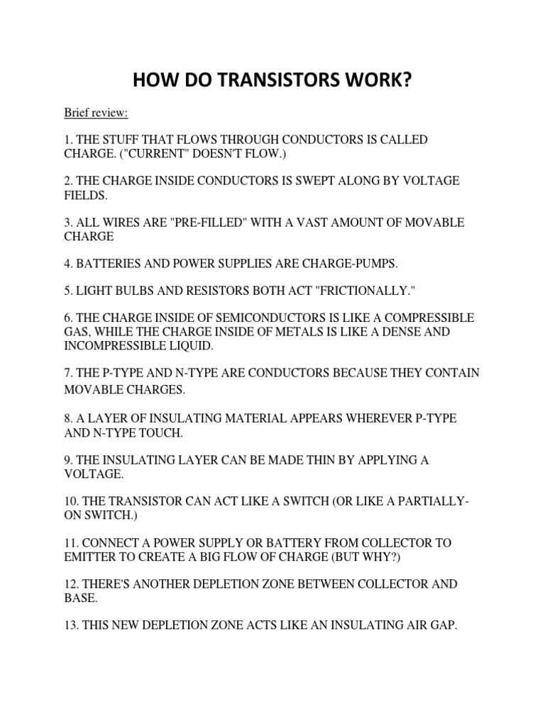 How Do Transistors Work Pdf