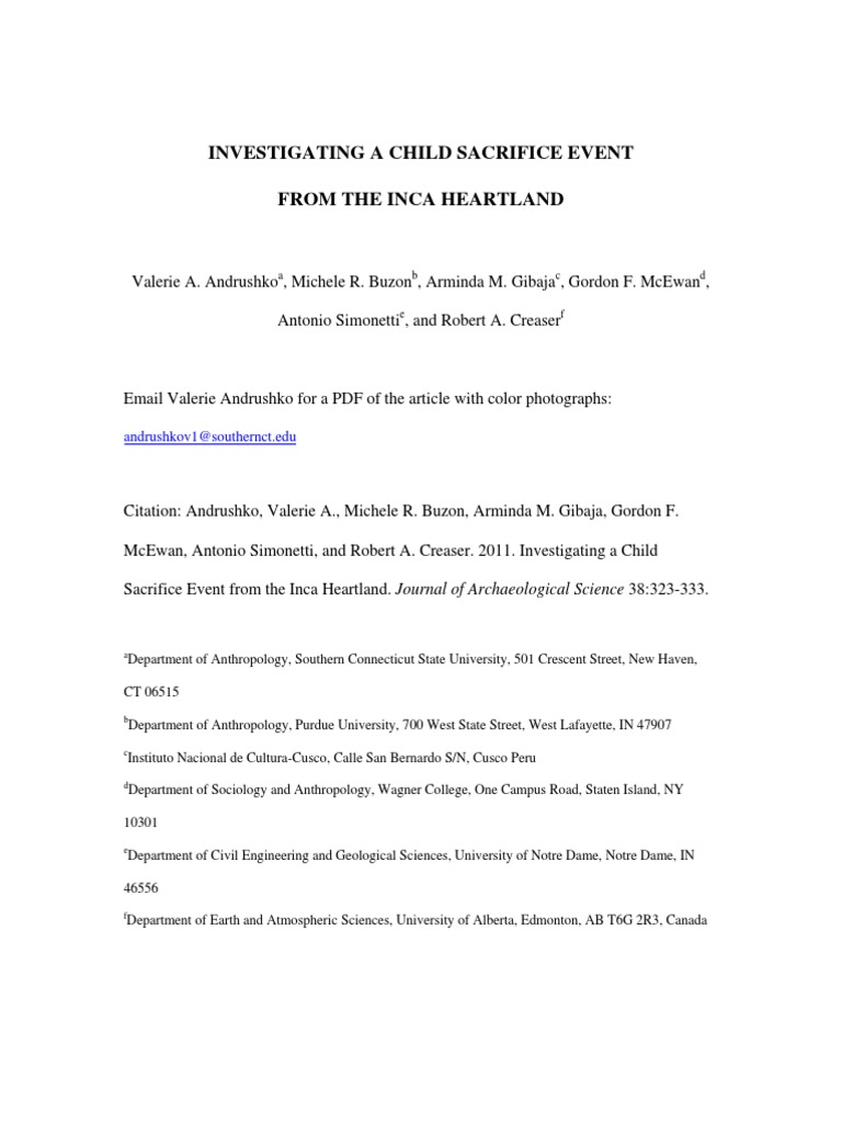 Inca Child Sacrifice Archeaology | PDF | Nature