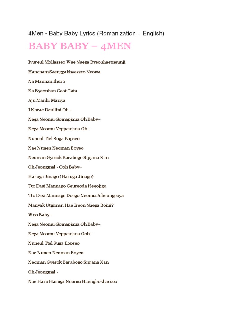 4men Baby Baby Lyrics Pdf