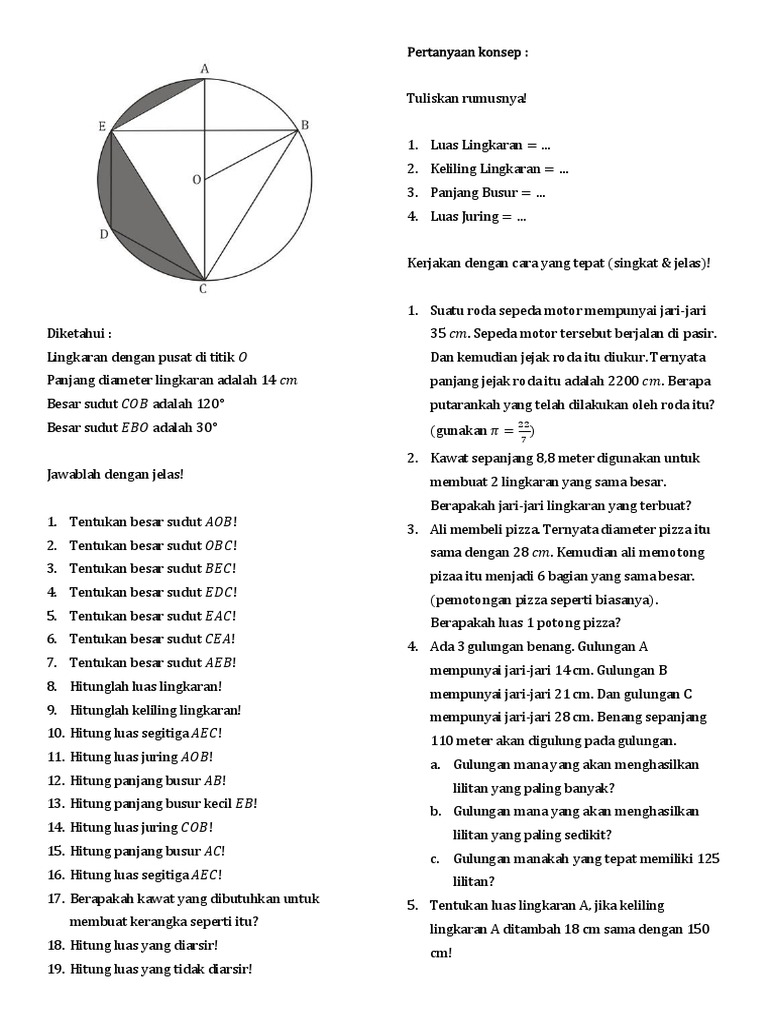 Soal Lingkaran Konsep
