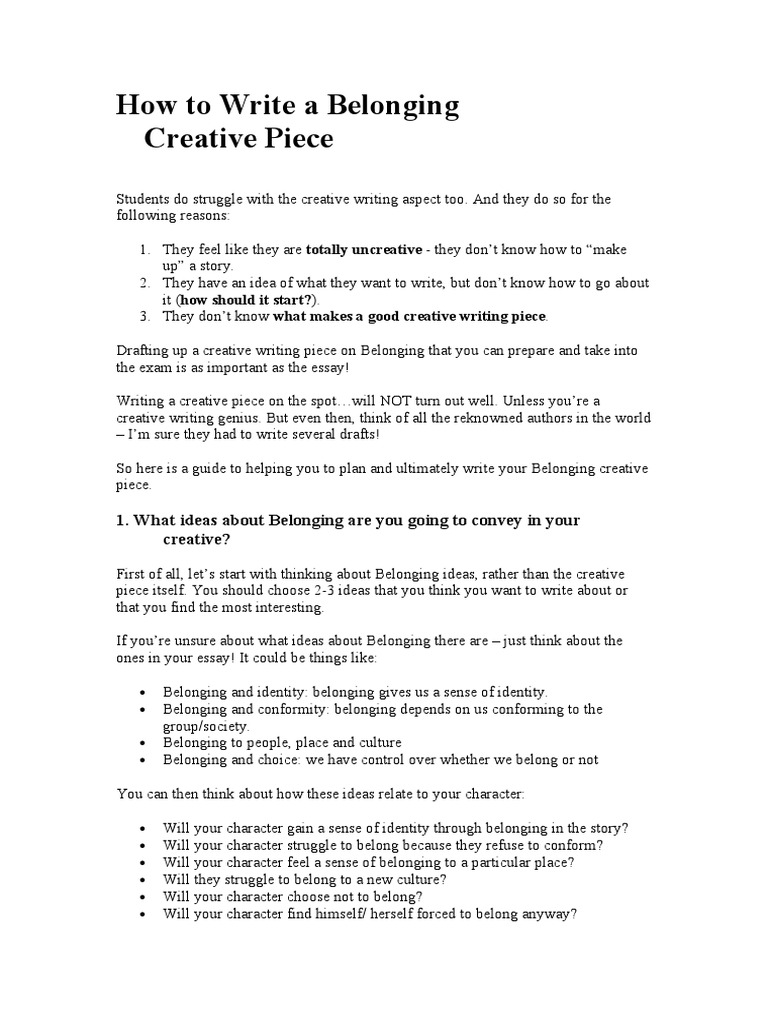 How to Write a Belonging Creative | Refugee | Immigration | Free 30-day ...