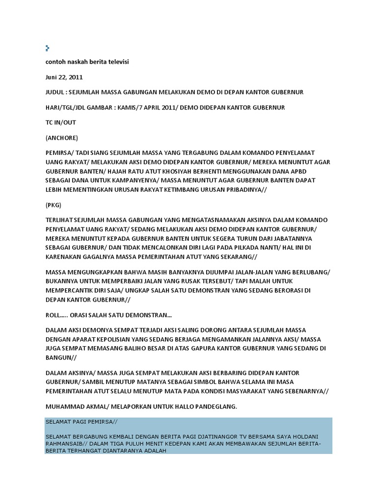 Contoh Naskah Berita Pdf