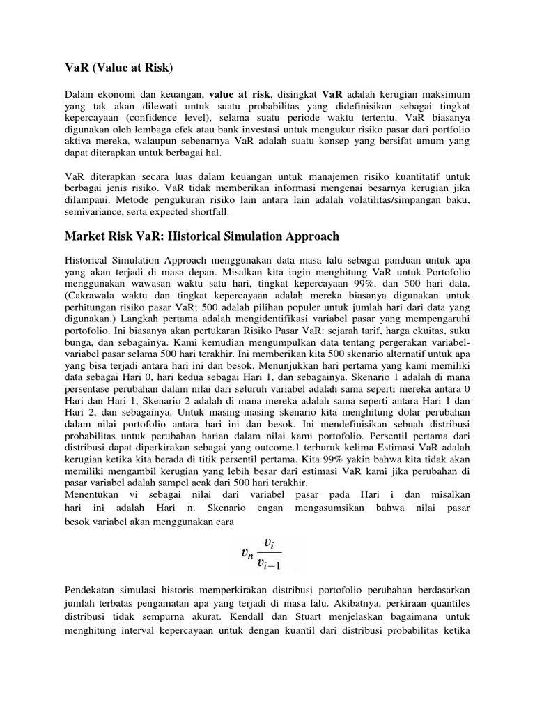 Pendekatan VaR dalam Manajemen Risiko | PDF | Pengelolaan Keuangan & Uang