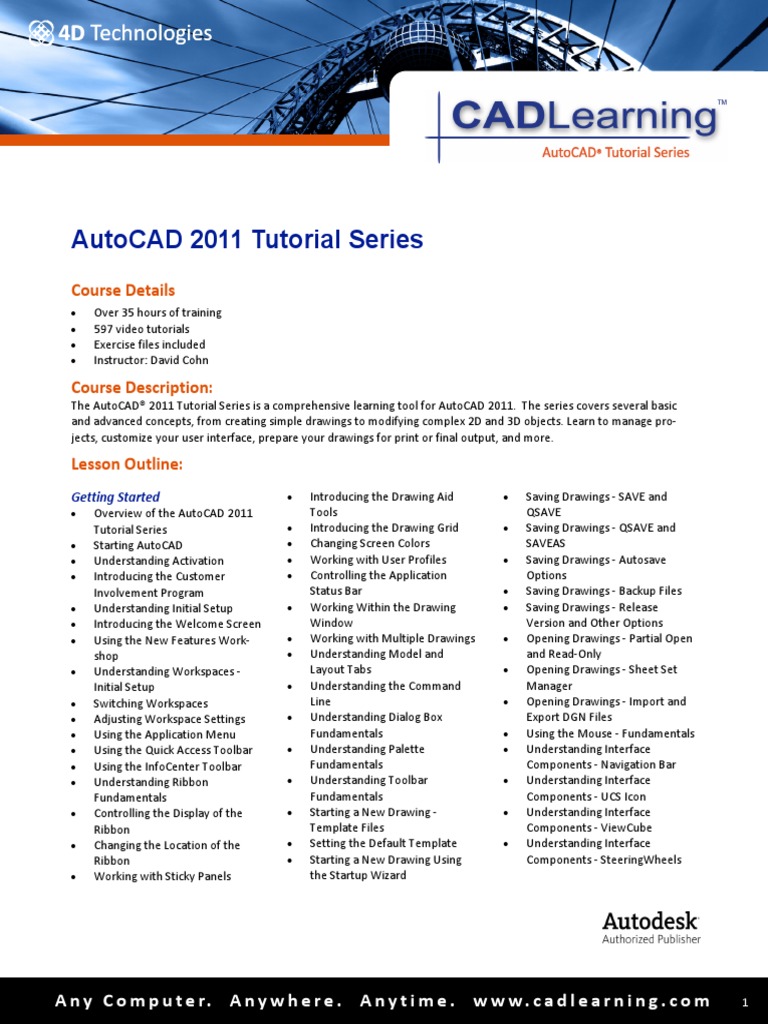CADLearning AutoCAD 2011 Outline | PDF | Dimension | Geometry