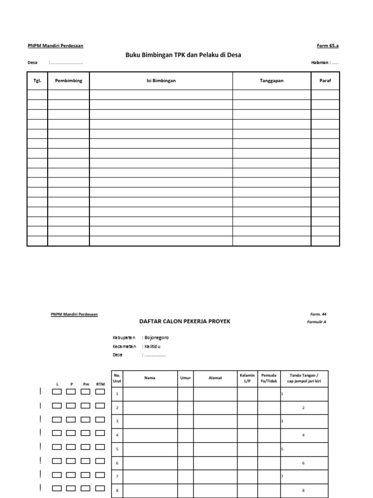 Form Praktis TPK | PDF