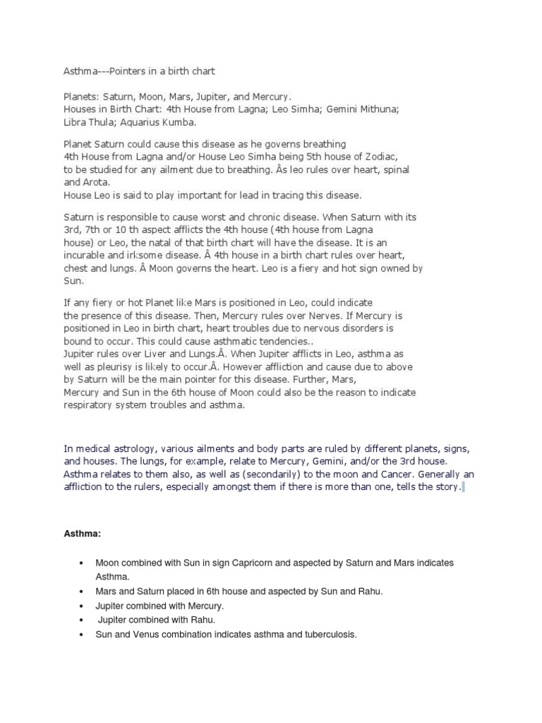 Asthma PDF In Astrology Asthma