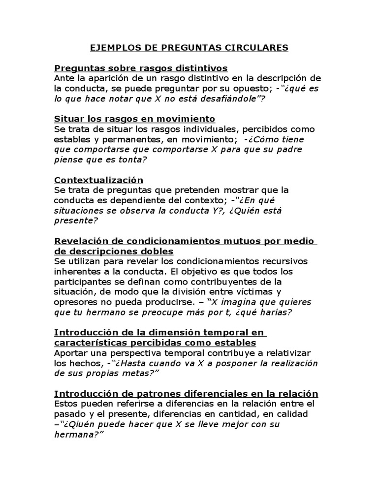 Ejemplos de Preguntas Circulares | PDF