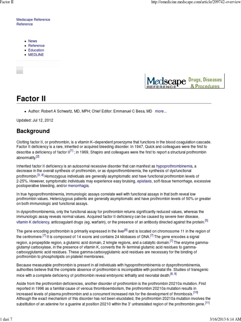 Understanding Factor II Deficiency | PDF