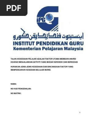 Kesediaan Pelajar Adalah Faktor Utama Membawa Murid Kearah Menjalankan Aktiviti Yang Mudah Seronok Dan Berkesan Pdf