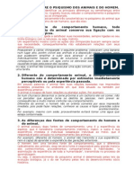 Diferenças Entre o Psiquismo Dos Animais e Do Homem