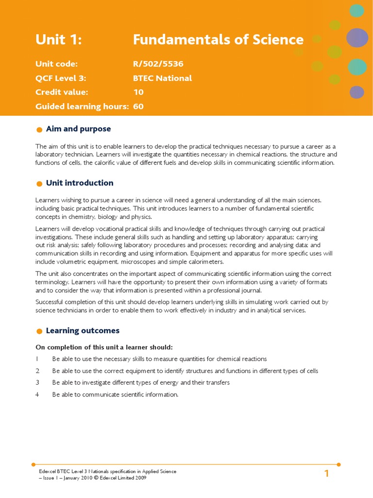 Unit 1 Fundamentals of Science | PDF | Educational Technology | Learning