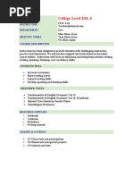 Download ESL 6 College Level  Course Outline Sample by PROFESSOR SNYDER SN16992016 doc pdf