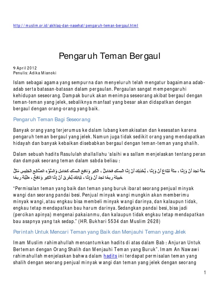 Memilih Teman Membentengi Keyakinan Pdf