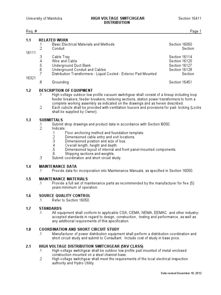 High Voltage Switchgear Guide | PDF | Relay | Fuse (Electrical)