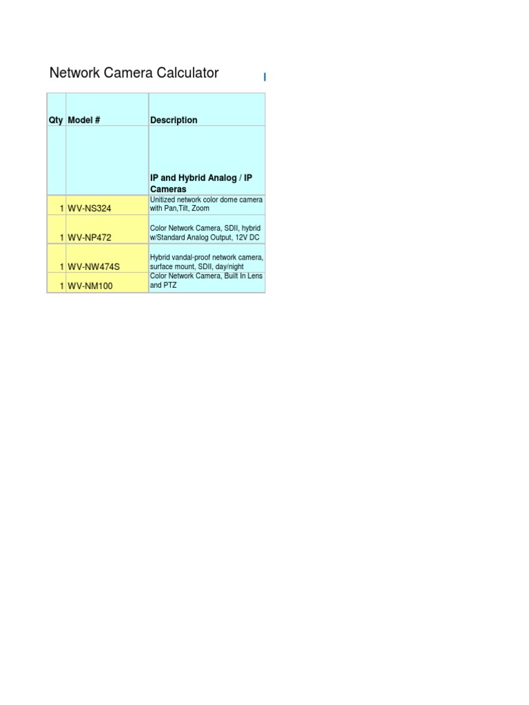 IP Camera Model Specifications | PDF | Computers | Technology & Engineering