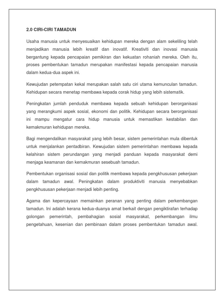 Ciri Ciri Tamadun Pdf
