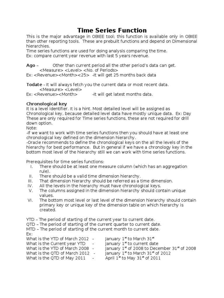 OBIEE Time Series Function PDF
