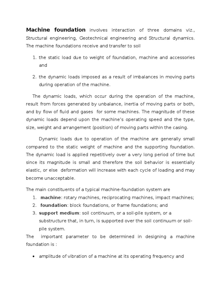 Shridevi - Types of Machine Foundation | PDF | Deep Foundation ...