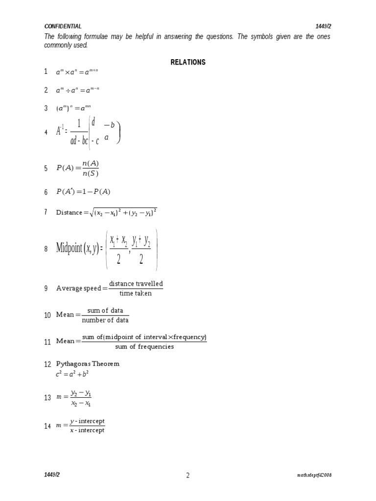 Question Maths Exam Form 4 paper2 (2)  Circle 