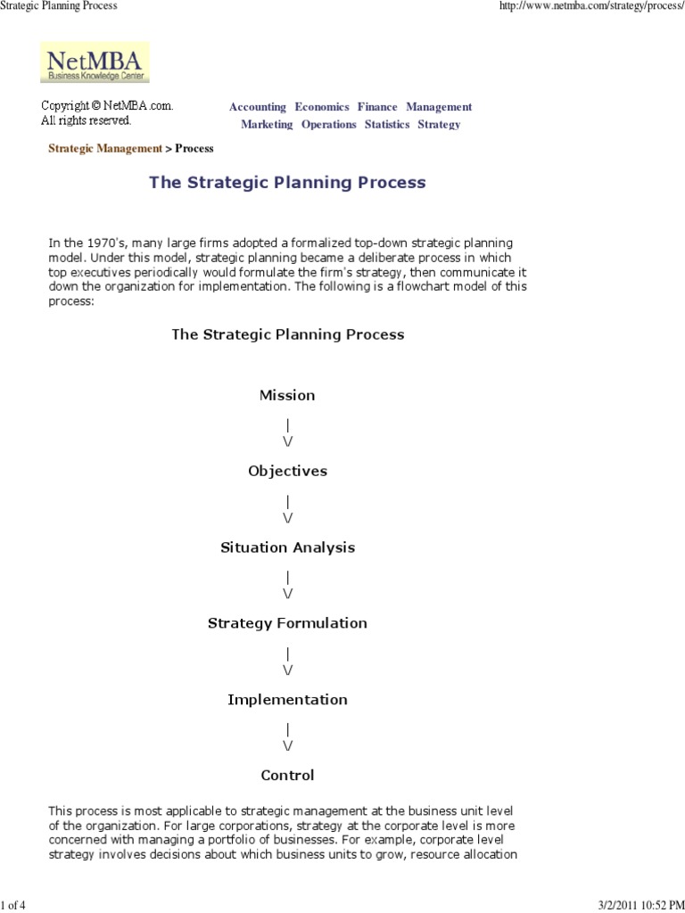 Strategic Planning Process | PDF | Strategic Management | Strategic