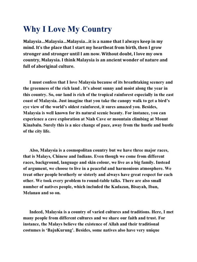 Why I Love My Country Essay Pdf Malaysia Taste
