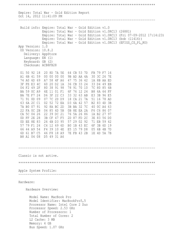 Empire: Total War Gold Edition Report | PDF | Ip Address | I Pv6