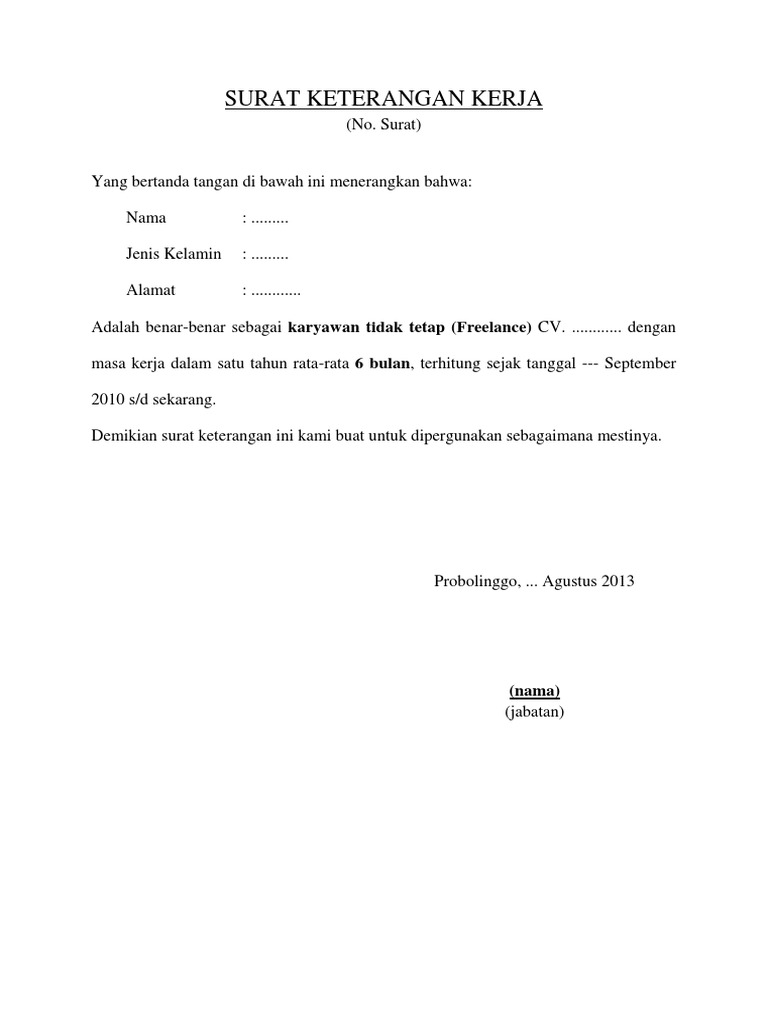 Contoh surat tugas freelance Contoh Surat Tugas Pengawasan Lapangan.