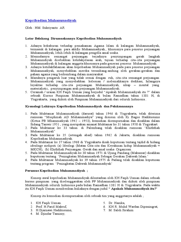 Kepribadian Muhammadiyah