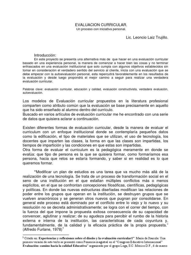 Modelos de Evaluación Curricular | PDF | Evaluación | Plan de estudios