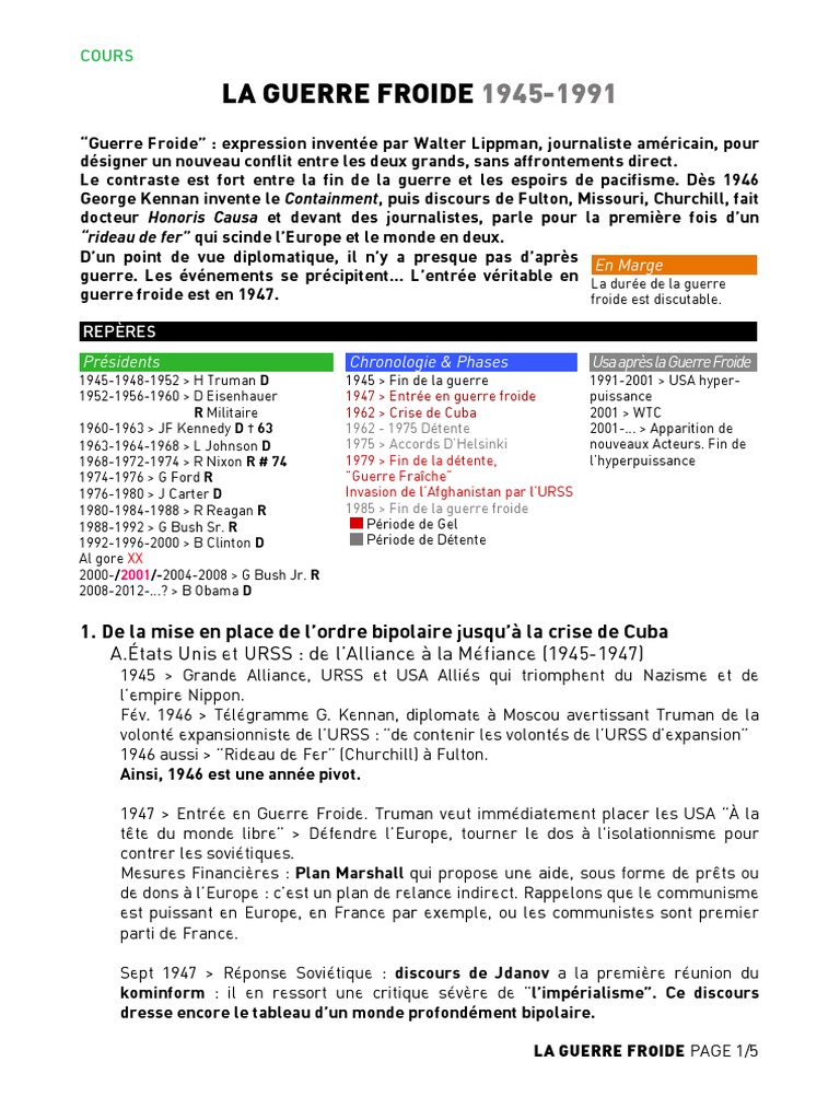 La Guerre Froide : Conflits et Coexistence | PDF | Guerre froide ...