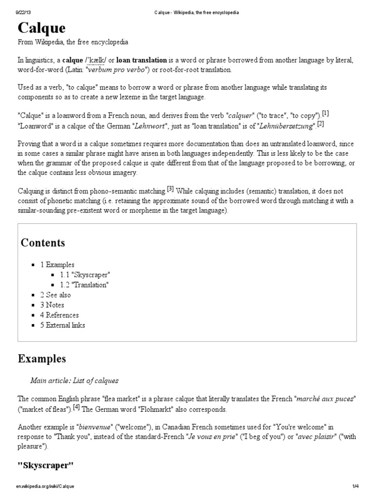 Calque | Lexicology | Linguistics