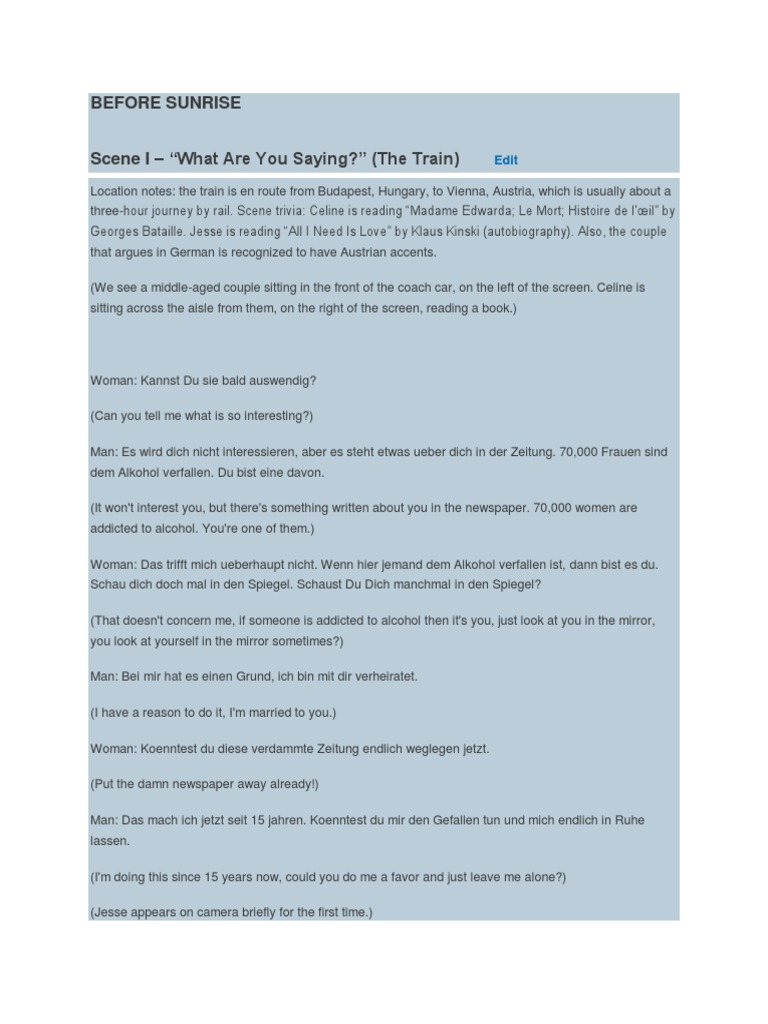 Before Sunrise | PDF