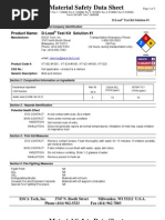 Material Safety Data Sheet: Product Name: D-Lead Test Kit Solution #1