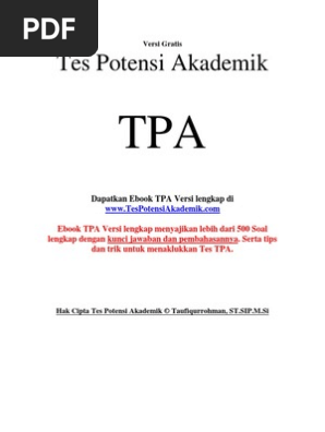 Contoh Soal Tpa Matematika Dan Pembahasannya