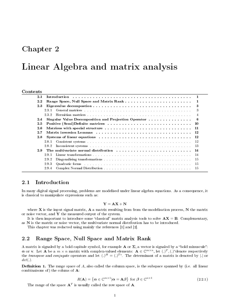 An Introduction to the Key Concepts of Linear Algebra and Matrix ...