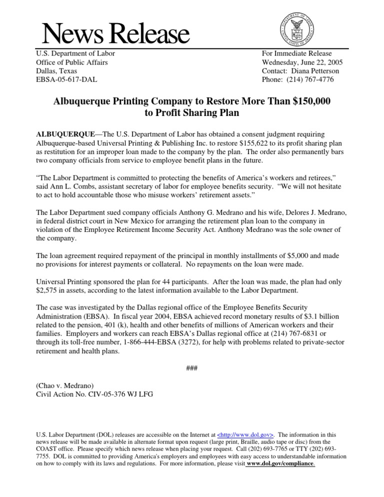 News Release Albuquerque Printing Company To Restore More Than