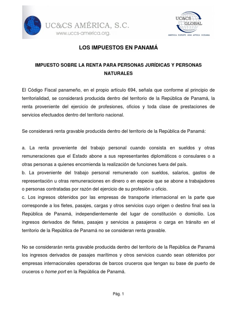 Impuestos en Panama | PDF | Impuesto sobre la renta | Compartir (Finanzas)