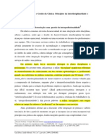 Arranjos Institucionais e Gestão Da Clínica: Princípios Da Interdisciplinaridade e Interprofissionalidade