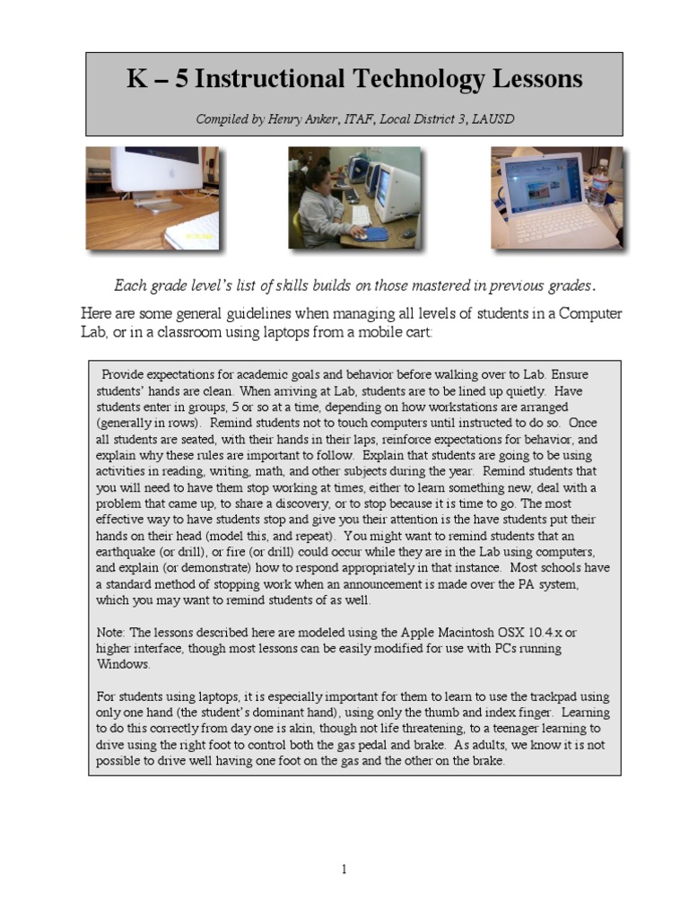 k-5 Lab Integrated Technology Lessons | PDF | Icon (Computing ...