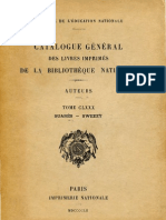 Catalogue de La BNF Auteurs Tome CLXXX 1952 OEUVRES de SWEDENBORG Emanuel