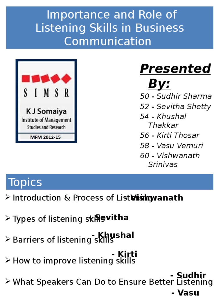 Listening Skills in Business Communication | PDF | Attention | Emergence