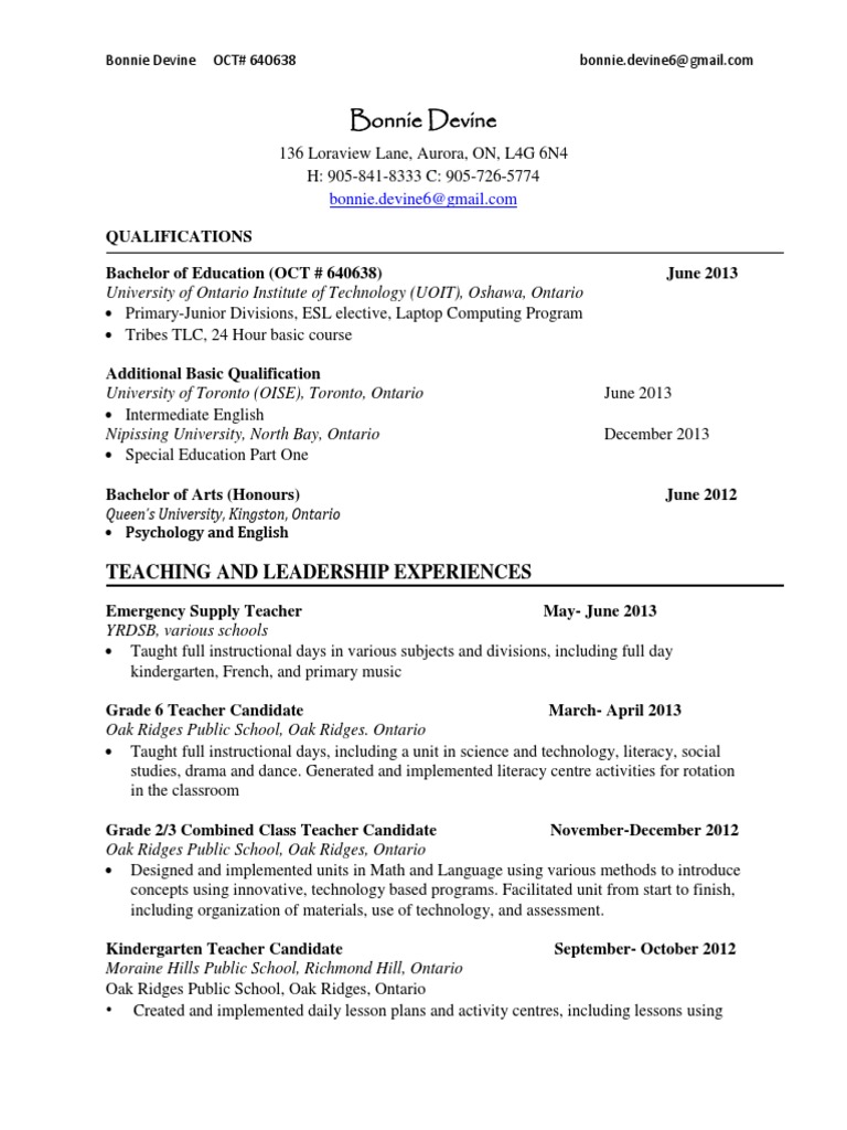 Additional Qualifications Oise