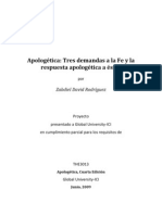 Tres demandas a la Fe y la respuesta apologética a éstas