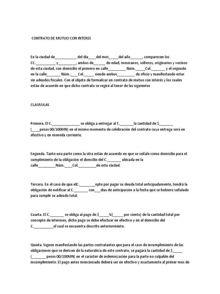 Contrato de Mutuo Con Interes | PDF | Pagos | Derecho privado