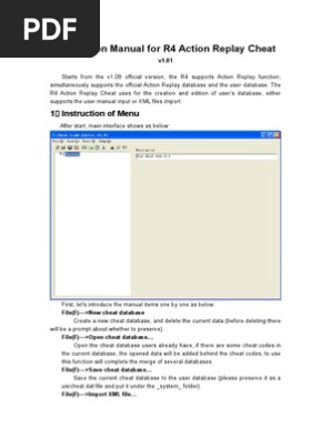Instruction Manual For R4 Action Replay Cheat Cheating In Video Games Databases