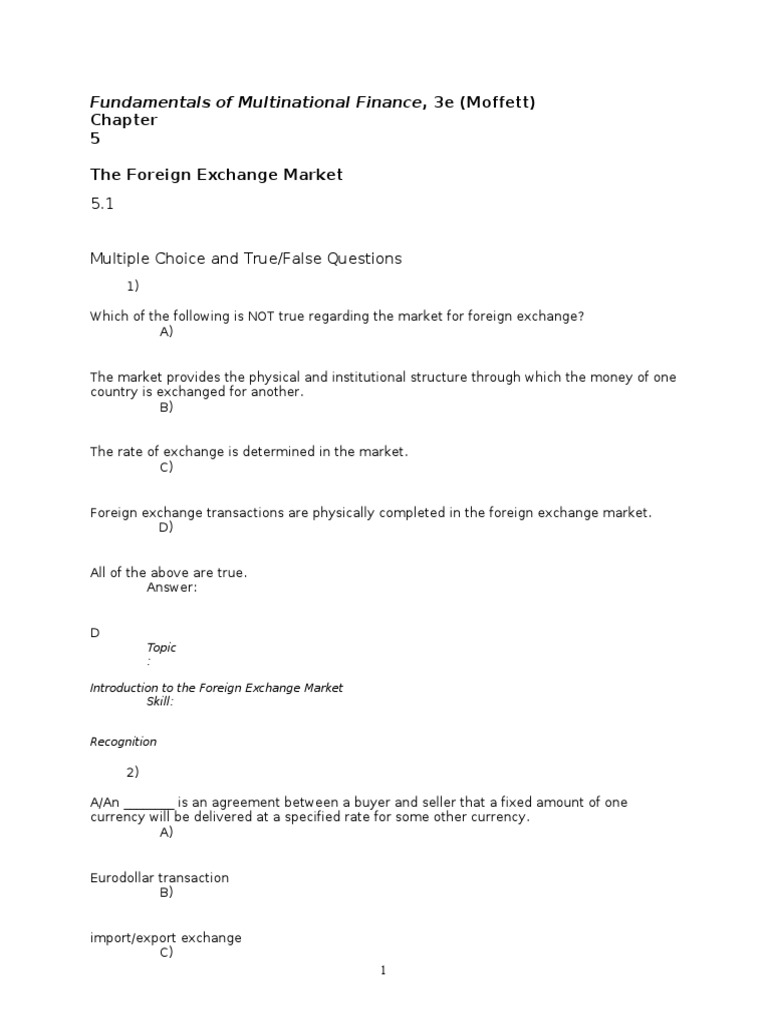 Chapter 6 The Foreign Exchange Markets | PDF | Foreign Exchange Market ...