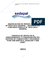 Bases de La Amc-00019-2012-Sedapal-Apoyo Mtto Ptar San Bartolo, Huascar y San Juan