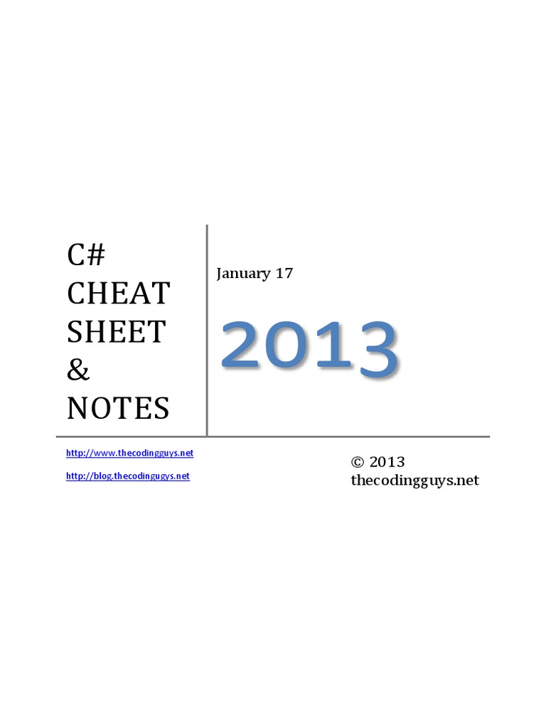 Cs Cheat Sheet | PDF | Control Flow | C Sharp (Programming Language)